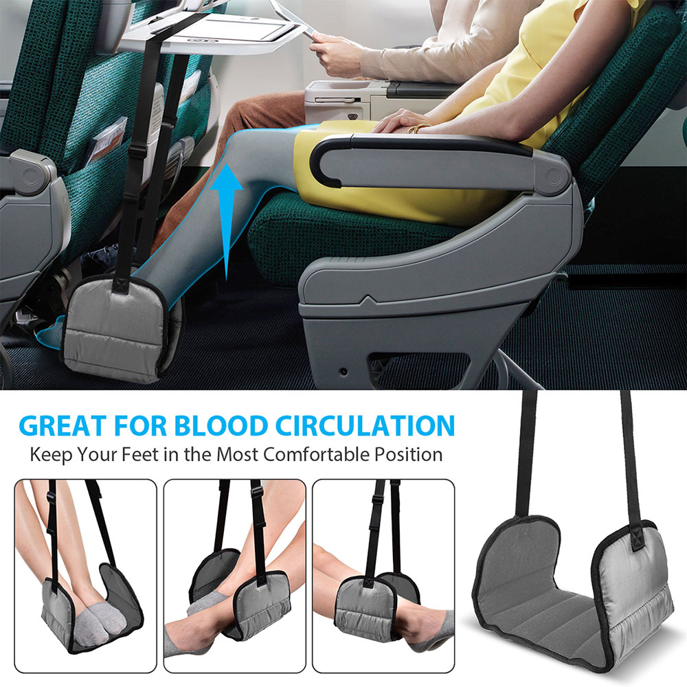AIRPLA~4 Airplane Footrest Made with Premium Memory Foam - Airplane Travel Foot Hammack, No Clashing Foot Hammock & Portable Plane Leg Rest