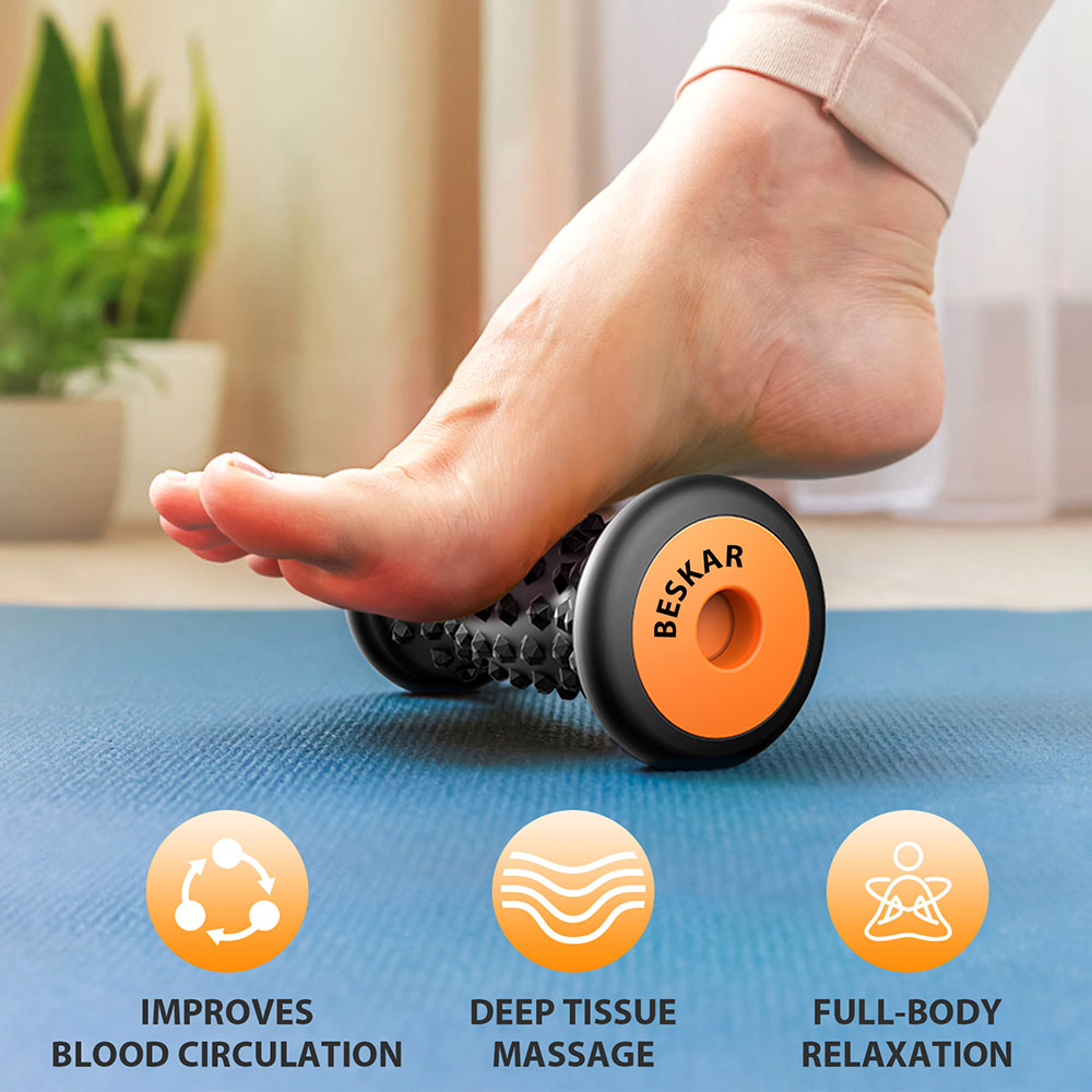 BESKAR Foot Massager Roller for Plantar Fasciitis Relief, Portable, Deep Tissue Muscle Massage