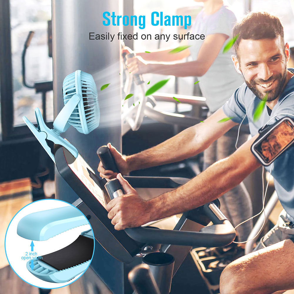 BESKAR Portable Clip on Fan Rechargeable, 4 Speeds Small Battery Operated Fan