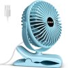 BESKAR USB Clip on Fan, Portable Small Fan with Cord Powered，3 Speeds Strong Airflow