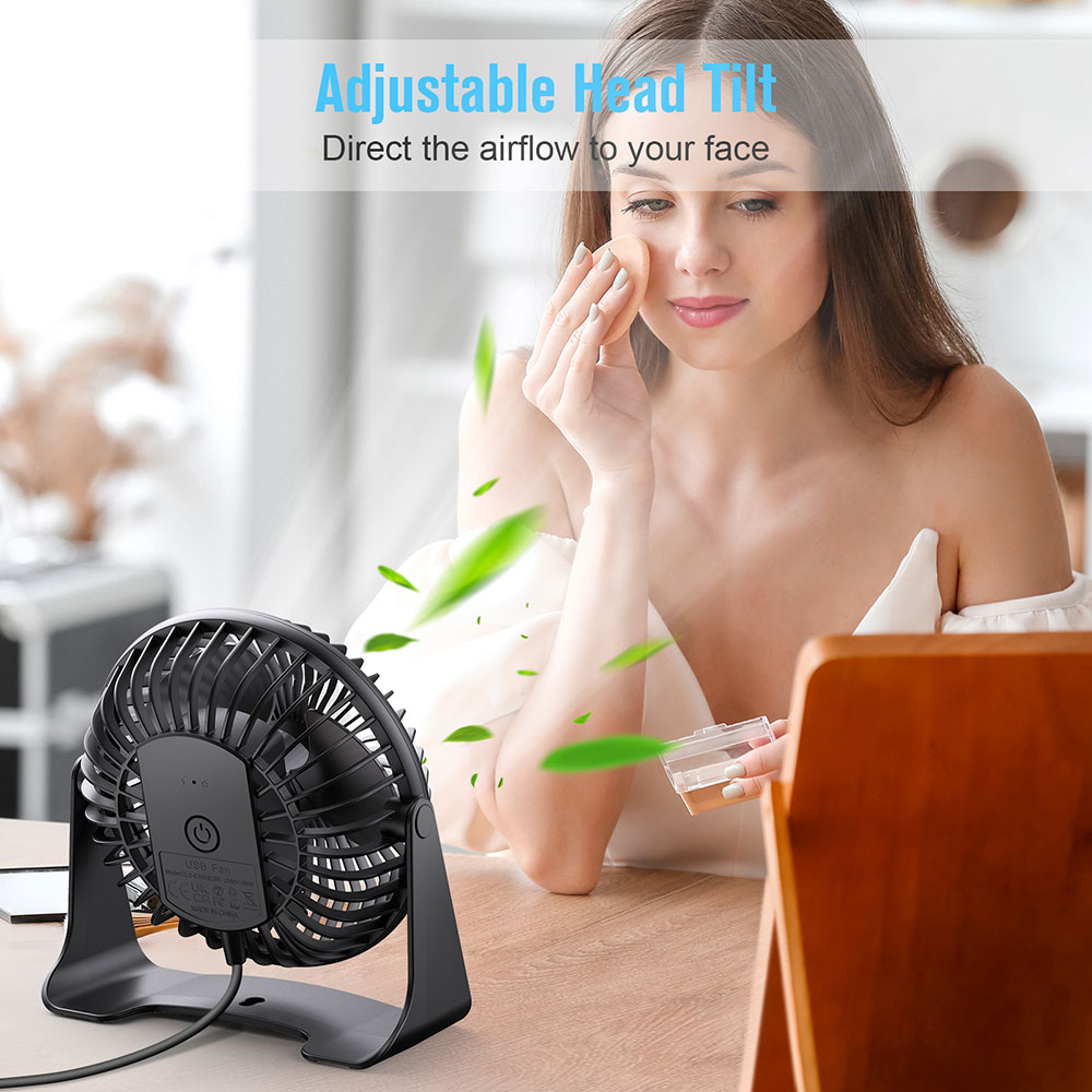 BESKAR USB Small Desk Fan, Portable Fans with 3 Speeds Strong Airflow